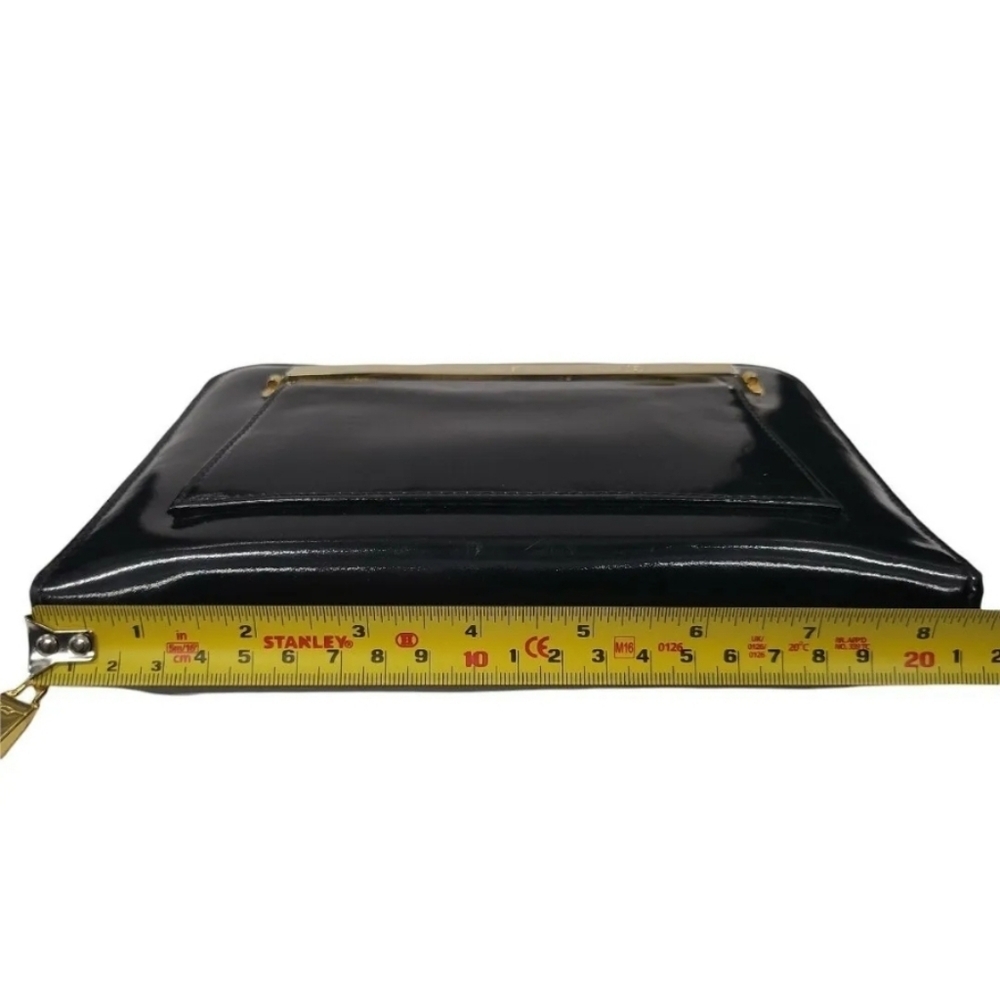 KARL LAGERFELD black patent leather zip around agenda day planner case‎ VTG RARE - Picture 6 of 8